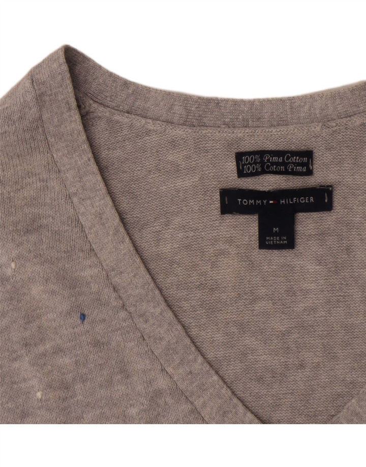 Top pentru femei Tommy Hilfiger cu mânecă lungă UK 12 Medium Grey Spot Bumbac