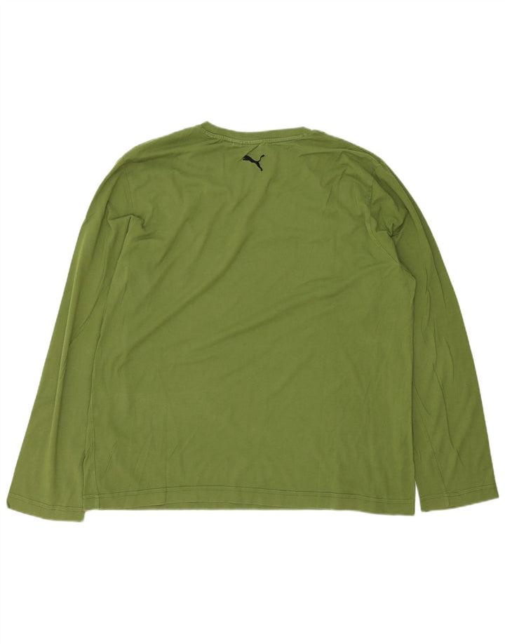 Tricou cu mânecă lungă Puma pentru bărbați, bumbac verde XL