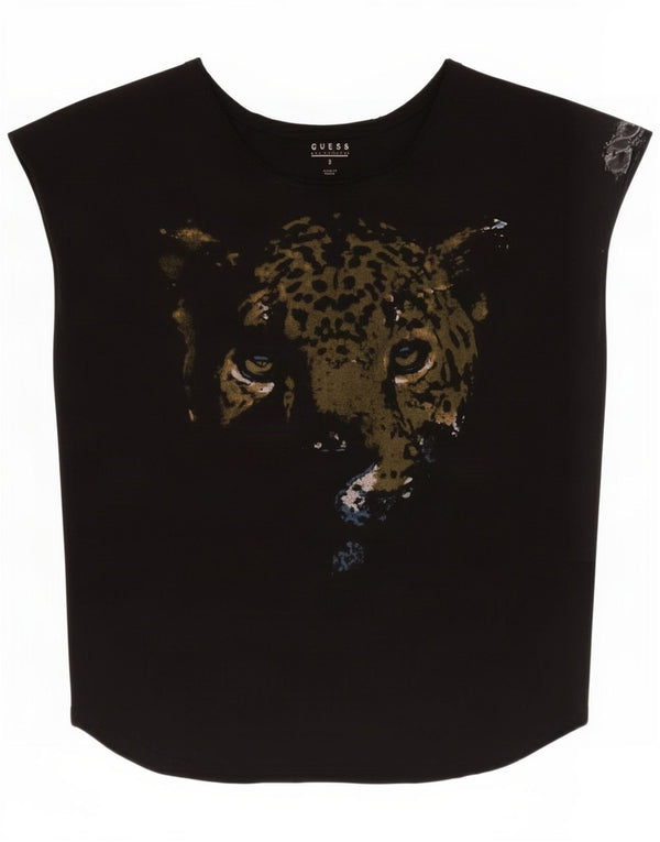 Guess Tricou grafic supradimensionat Top UK 10 Small Black Animal Print
