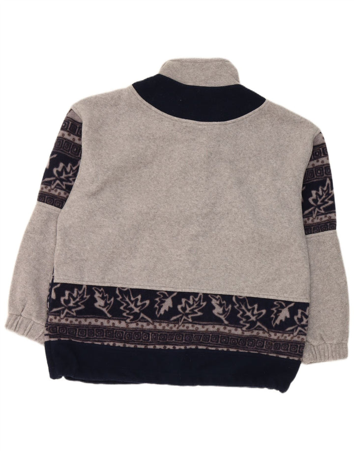 Pulover vintage pentru bărbați, cu fermoar și gât, din lână, mare, gri, floral, poliester