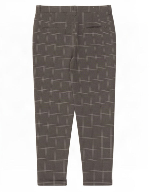 Pantaloni tăiați pentru bărbați Zara EU 38 Mici L30 L25 Poliester cu carouri gri