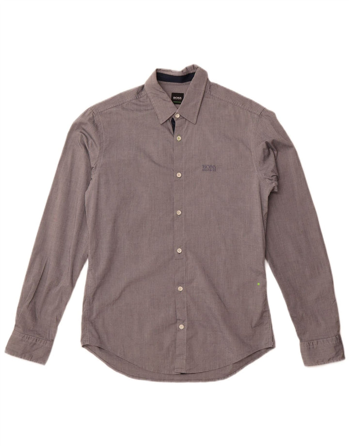 Cămașă pentru bărbați Hugo Boss Regular Fit, bumbac gri mic