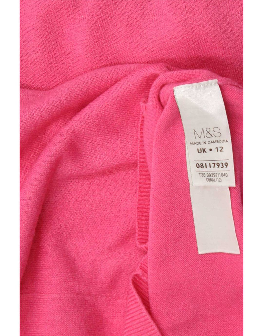 Pulover pentru femei Marks & Spencer cu decolteu triplu UK 12 Roz mediu