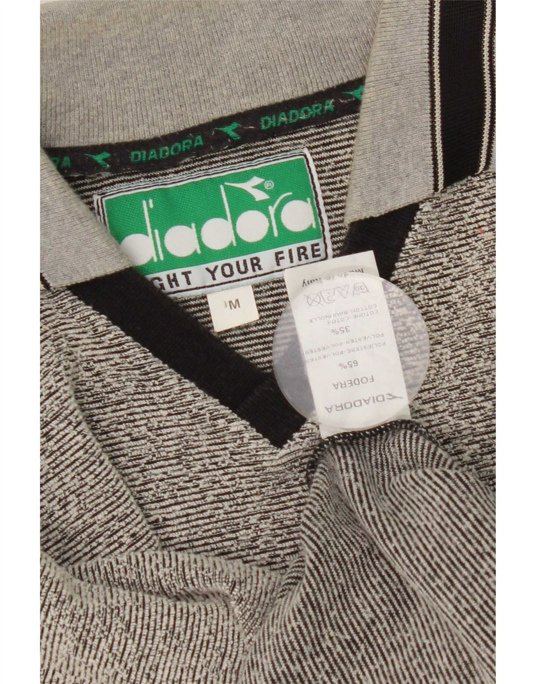 Tricou polo pentru bărbați Diadora, poliester cu dungi gri medii