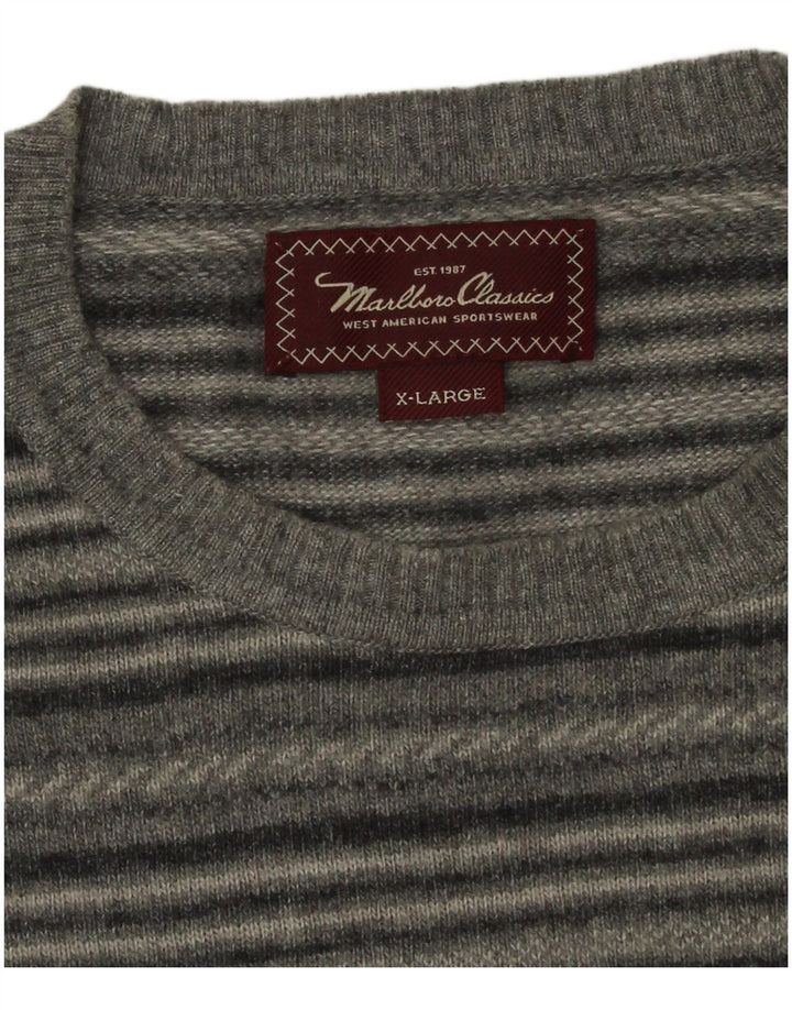 Pulover Marlboro Classics pentru bărbați, cu gât crew, XL, cu dungi gri