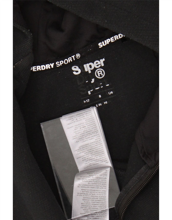 SUPERDRY Pulover cu glugă cu fermoar grafic pentru femei UK 12 Poliester mediu negru