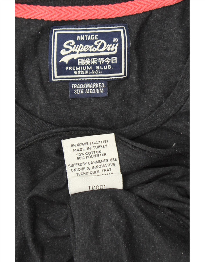 SUPERDRY Tricou pentru femei Top UK 12 Medium Black Bumbac