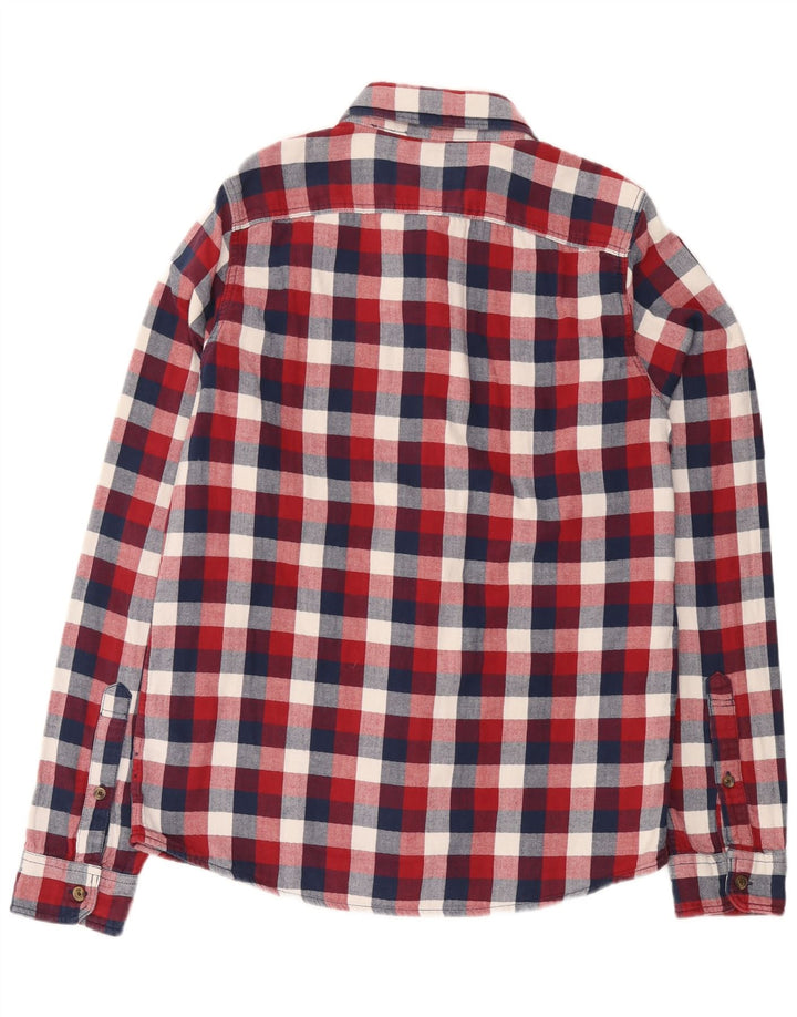 ABERCROMBIE & FITCH Cămașă de flanel musculară pentru bărbați, bumbac roșu Check 2XL