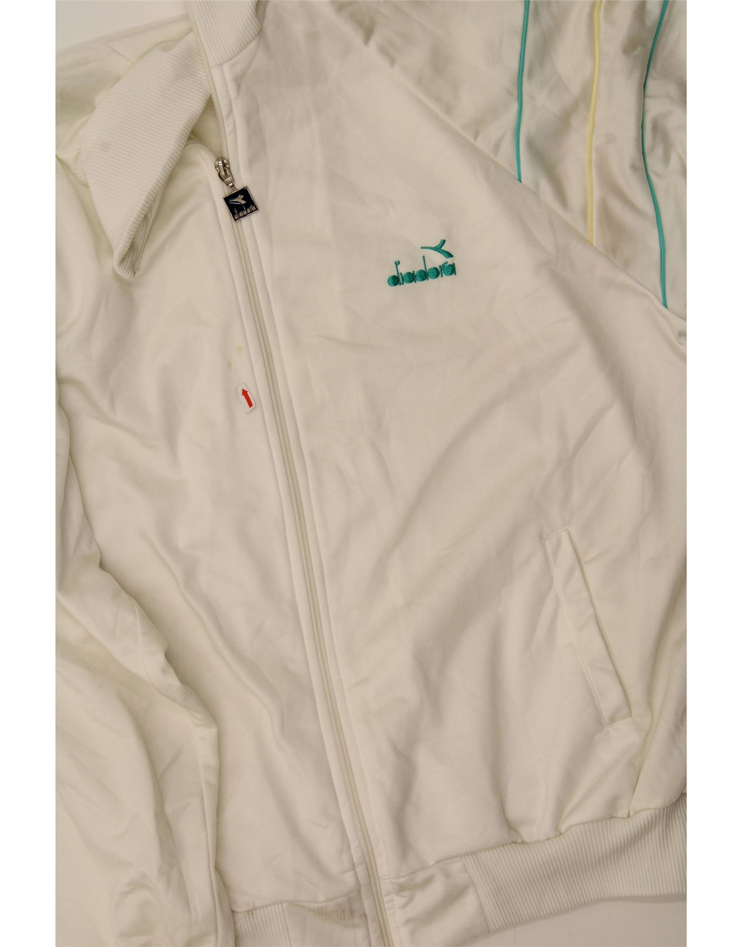 DIADORA Mens Tracksuit Top Jacket UK 46 XL White Polyester Vintage Diadora and Second-Hand Diadora from Messina Hembry 