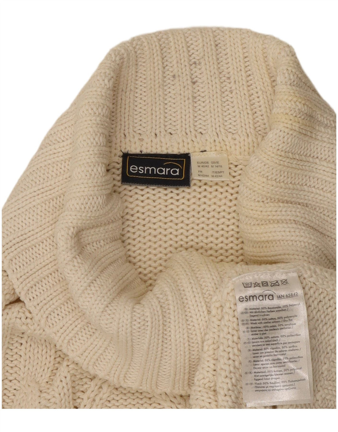 ESMARA Pulover cu gât rulat pentru femei UK 14 Bumbac alb cadru mediu