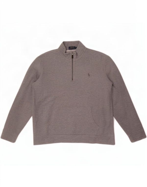 Pulover Polo Ralph Lauren pentru bărbați, cu fermoar și gât, bumbac XL, gri