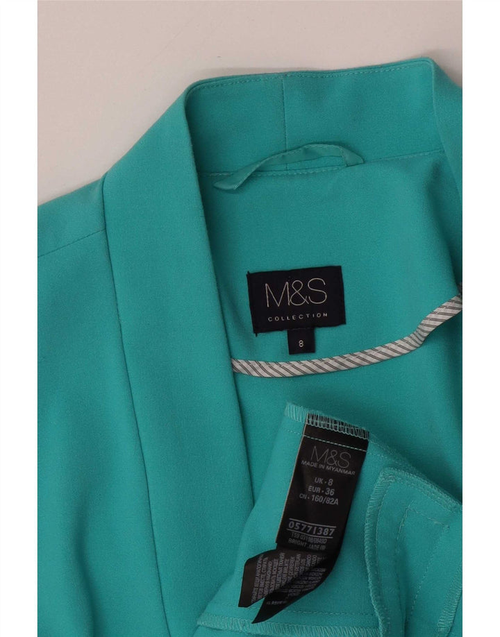 Jachetă pentru femei Marks & Spencer Open Blazer UK 8 mic turcoaz poliester