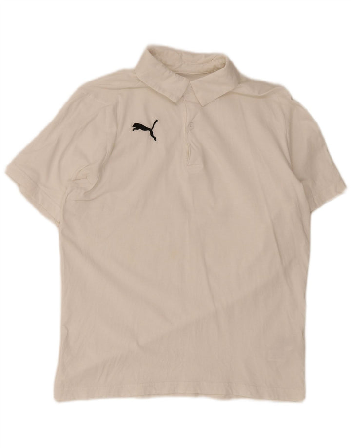 Tricou polo Puma pentru bărbați, bumbac alb mediu