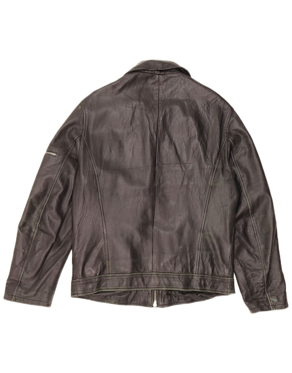 Jachetă de piele pentru bărbați Lavorazione Artigianale IT 48, piele medie neagră