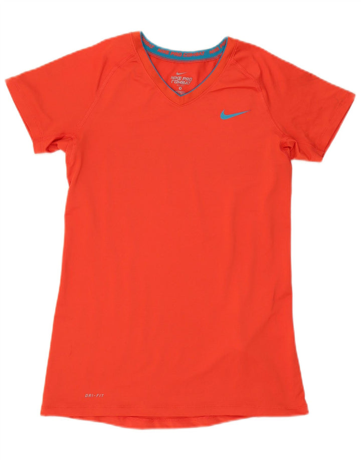 NIKE Womens Dri Fit T-Shirt Top UK 12 Medium Red Polyester
