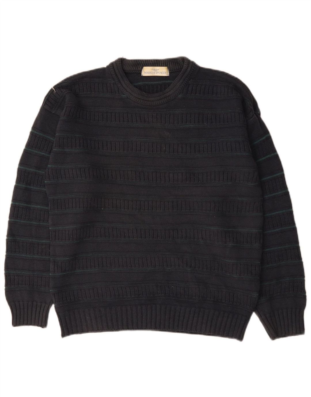 Pulover pentru bărbați Marks & Spencer, cu gât crew, acrilic cu dungi negre medii