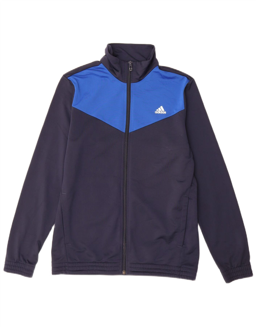 Jachetă de trening pentru băieți ADIDAS 14-15 ani, albastru bleumarin, color block