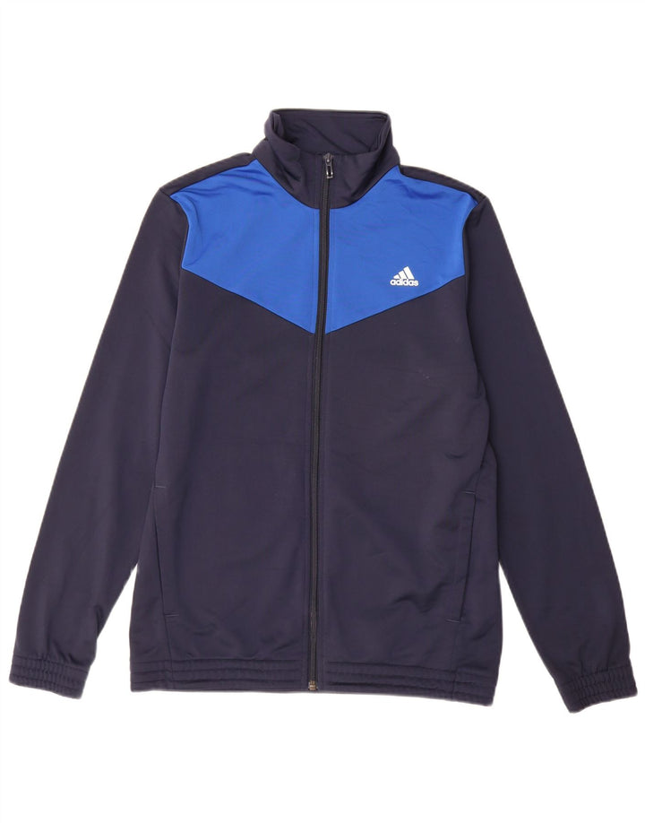 Jachetă de trening pentru băieți ADIDAS 14-15 ani, albastru bleumarin, color block