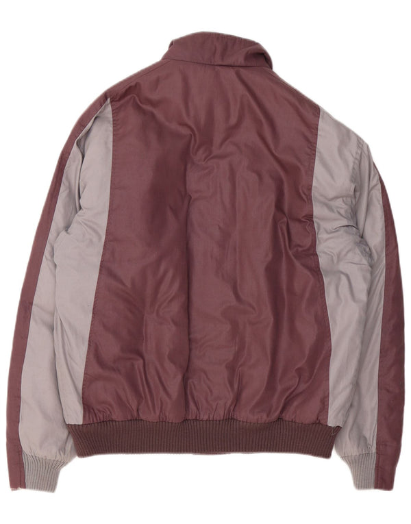 Bomber vintage pentru bărbați UK 38 Medium Burgundy Poliester bloc de culoare