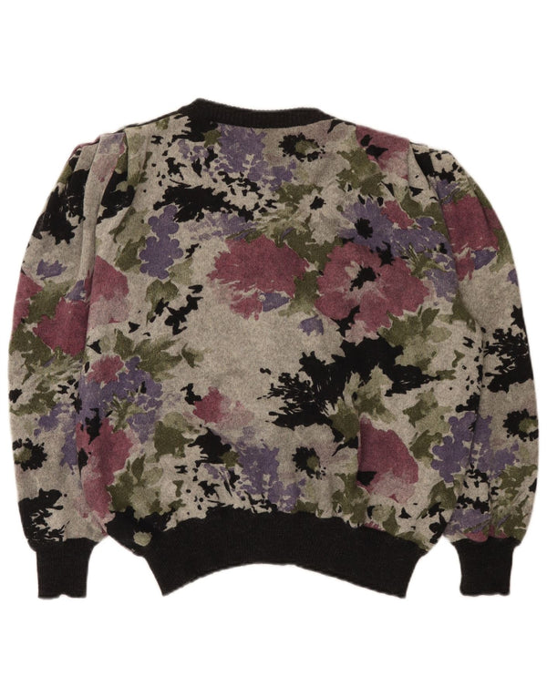 Pulover Cardigan Vintage pentru Damă IT 48 XL Lână Florală Multicoloră