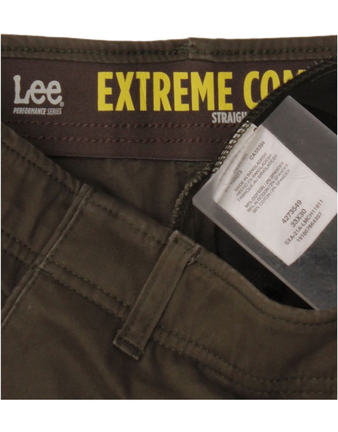 Pantaloni chino drepti LEE Extreme Comfort pentru bărbați L33 L30 bumbac kaki
