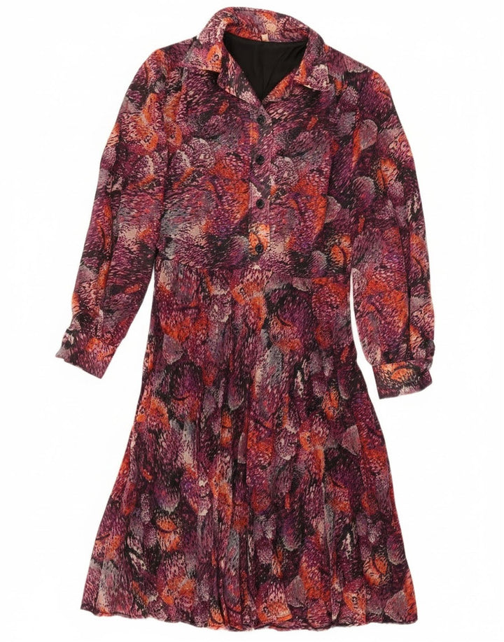 Rochie cămașă vintage pentru femei cu model abstract EU 40 Burgundy mediu