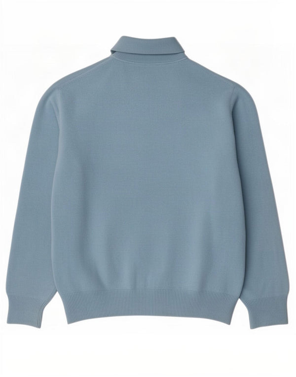 Pulover vintage pentru bărbați cu gât polo IT 56 2XL Blue Lambswool