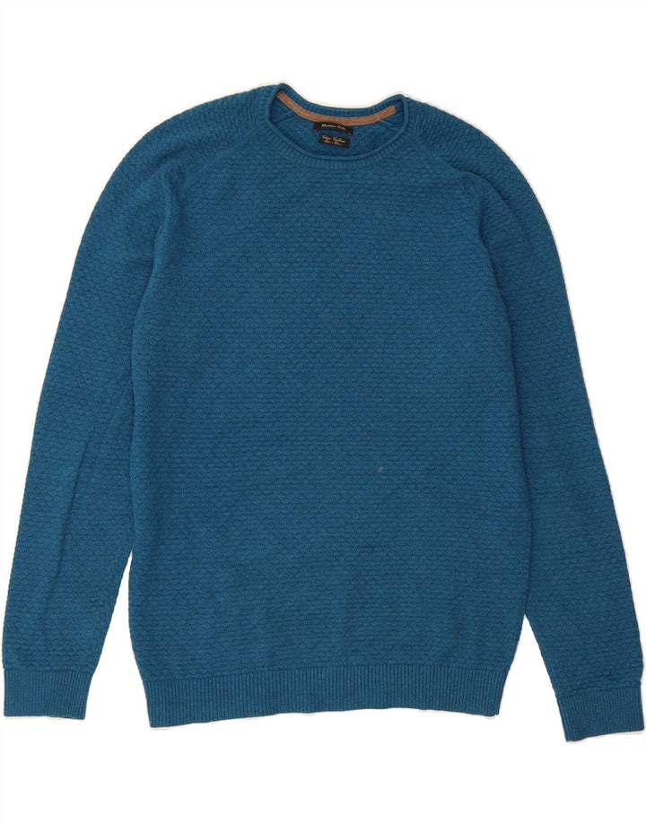 MASSIMO DUTTI Mens Crew Neck Jumper Sweater Medium Blue Cotton Vintage Massimo Dutti and Second-Hand Massimo Dutti from Messina Hembry 