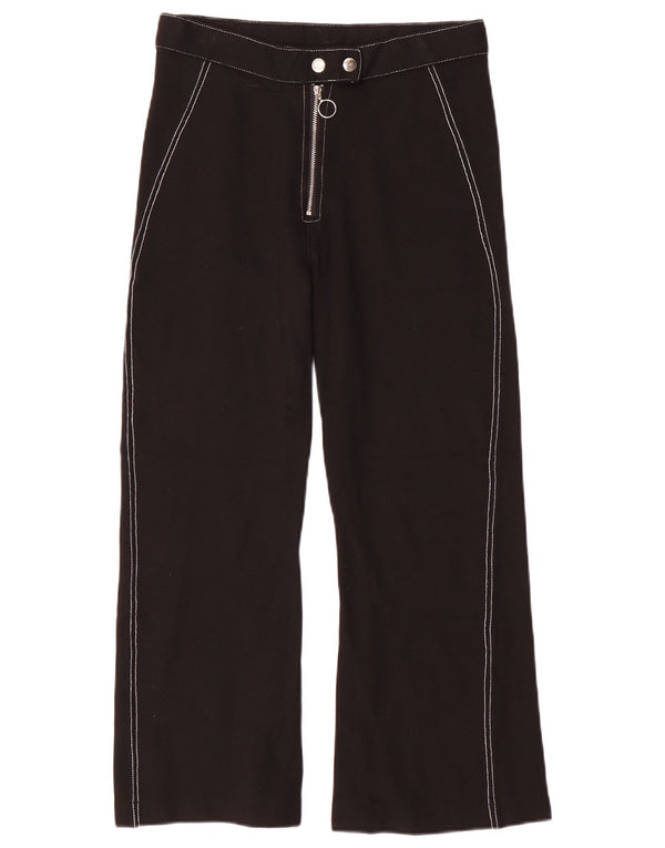 Pantaloni casual Topshop pentru femei cu picioare largi UK 10 Mici W28 L26 Viscoză neagră
