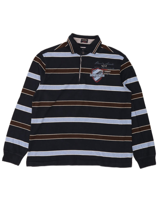 Cămașă polo cu mânecă lungă pentru bărbați Paul & Shark, 2XL, bleumarin, cu dungi