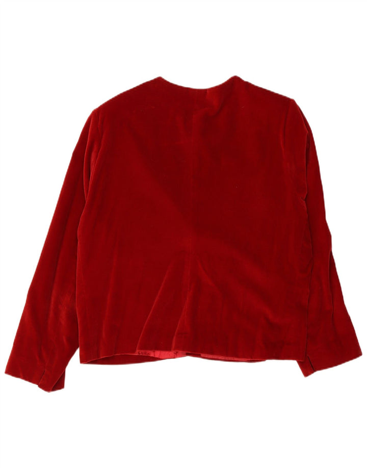 VINTAGE Womens Velvet 1 Button Blazer Jacket UK 14 Medium Red