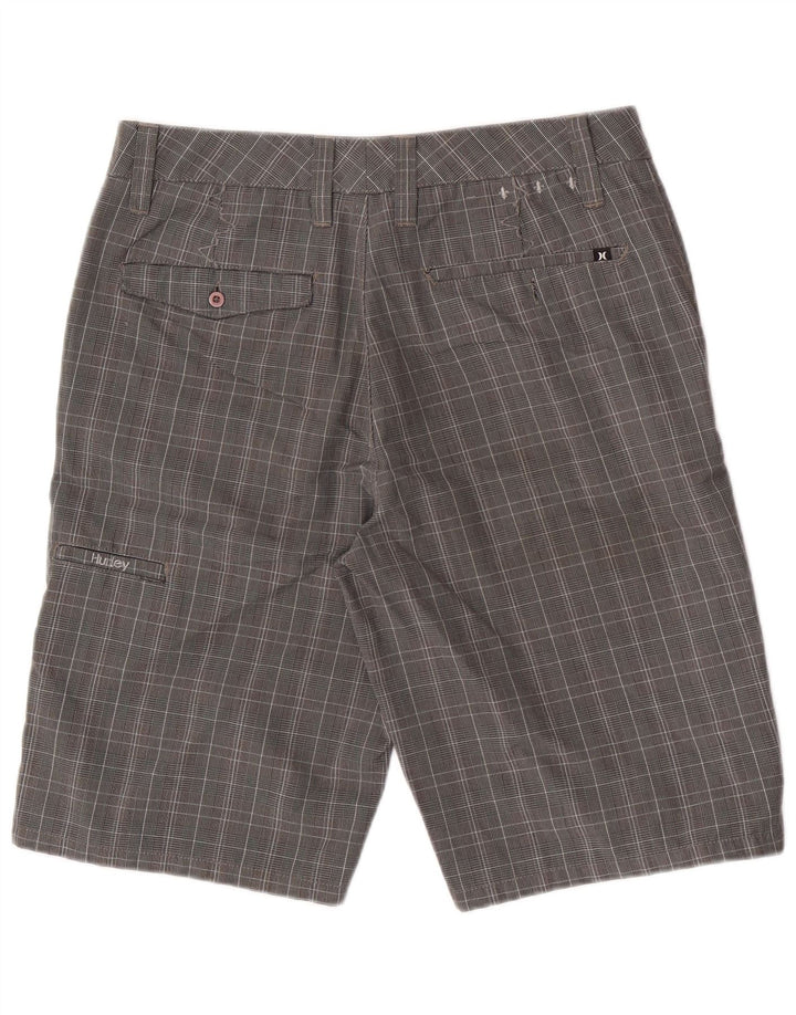 Pantaloni scurți cargo Hurley pentru bărbați, mediu W30, poliester cu carouri gri