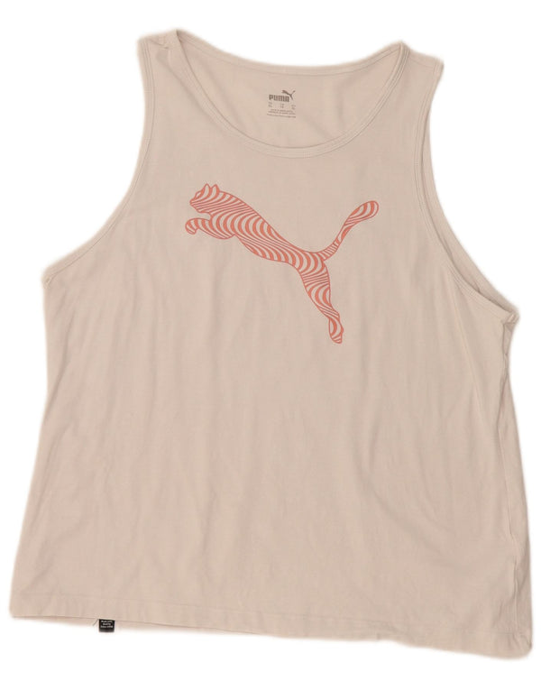 Top cu vestă grafică Puma pentru femei UK 18 XL, bumbac alb
