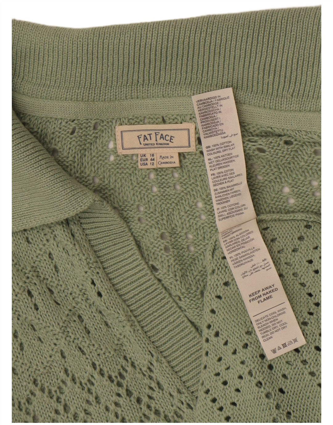 Pulover cu gât polo supradimensionat pentru femei Fat Face UK 16 mare verde