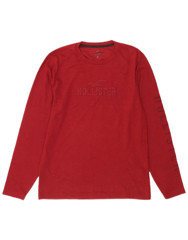 Top grafic Hollister pentru bărbați cu mânecă lungă din bumbac burgundy mediu