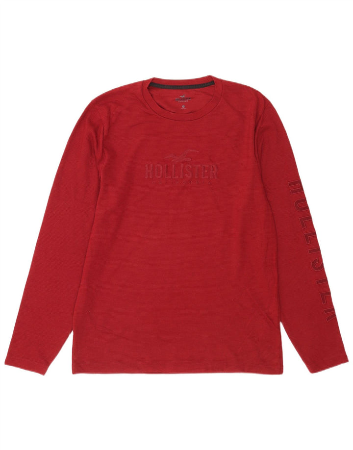 Top grafic Hollister pentru bărbați cu mânecă lungă din bumbac burgundy mediu
