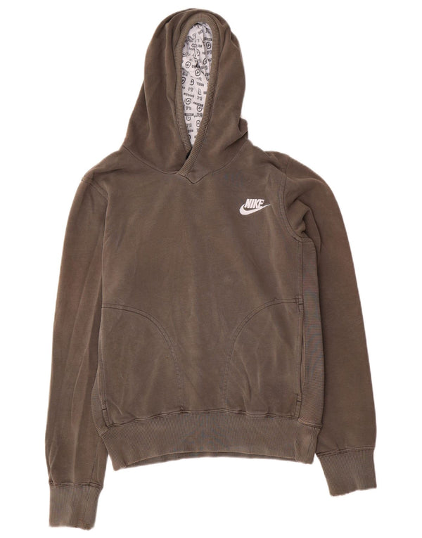 Pulover Nike pentru femei cu glugă grafică UK 10/12, bumbac kaki mediu