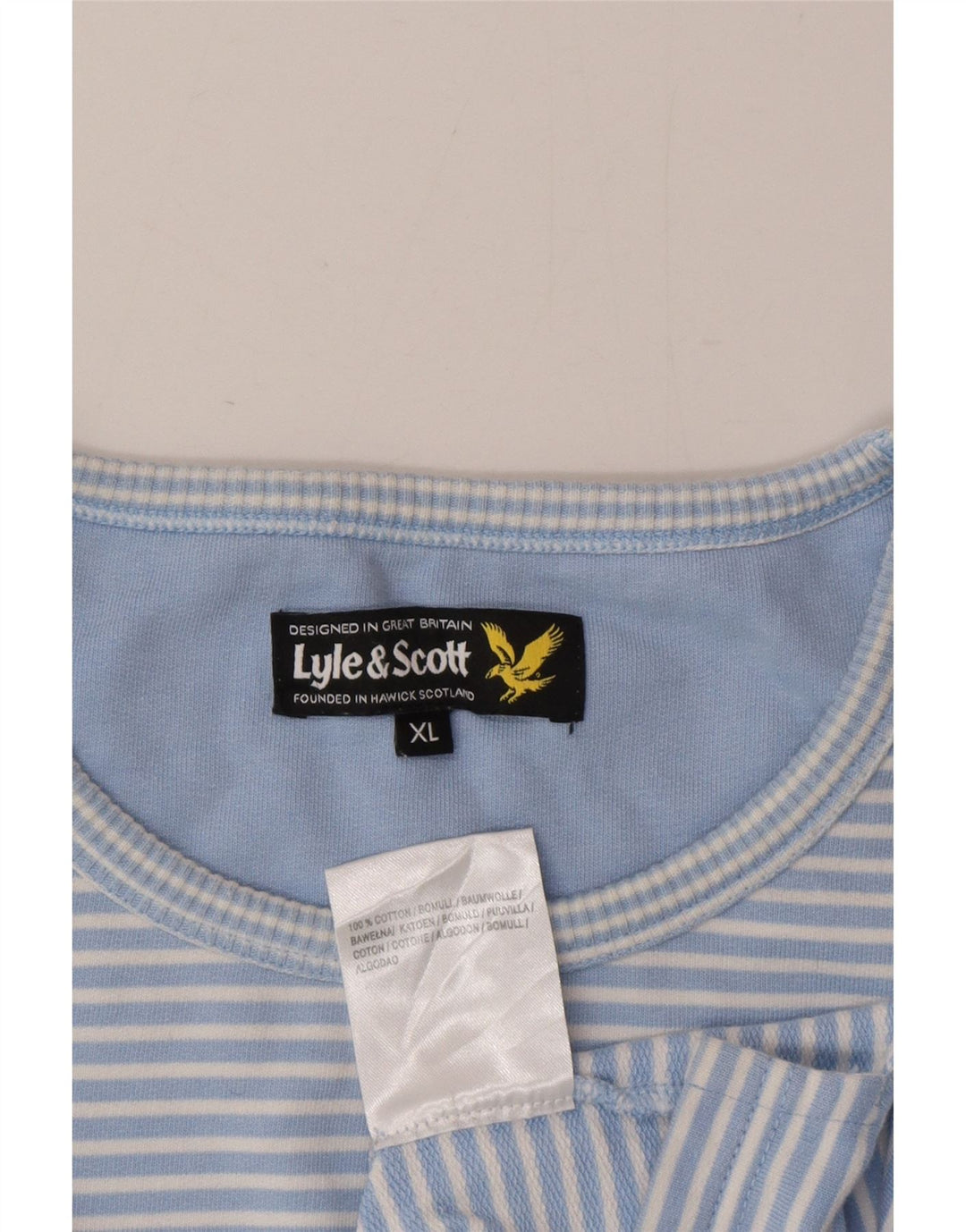 Lyle & Scott Top pentru bărbați cu mânecă lungă XL, albastru, cu dungi