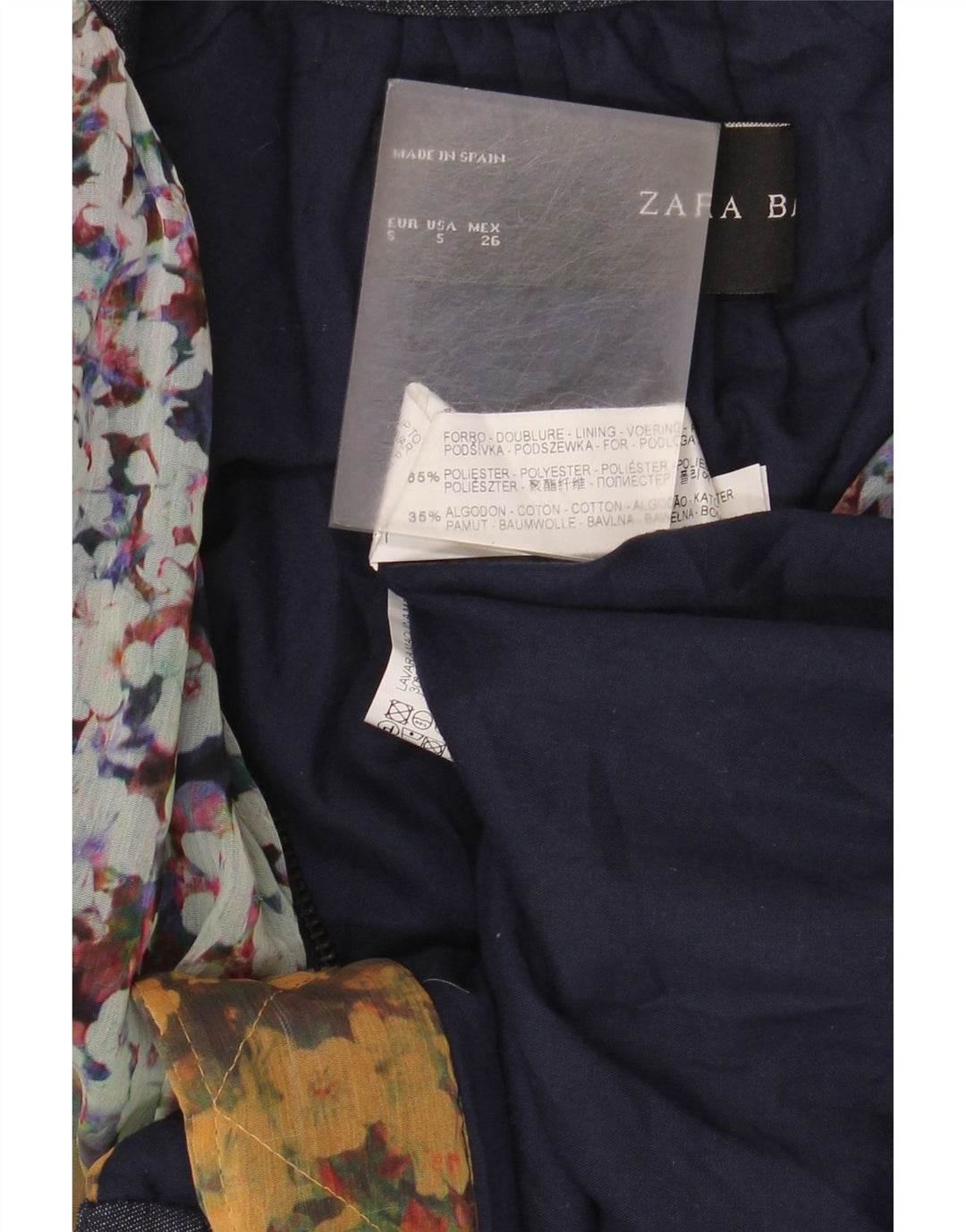 Jachetă bomber supradimensionată pentru femei Zara UK 10, poliester floral, galben mic