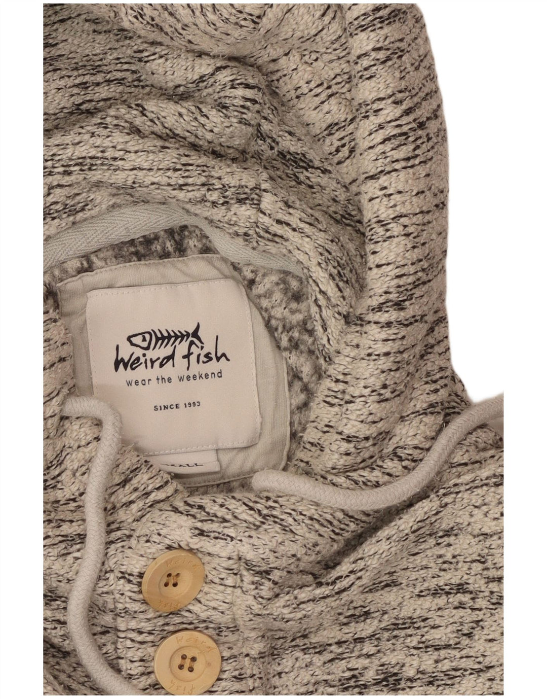 WEIRD FISH Pulover cu glugă pentru bărbați, mic, gri, pătat