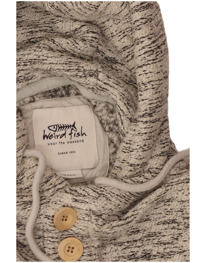 WEIRD FISH Pulover cu glugă pentru bărbați, mic, gri, pătat