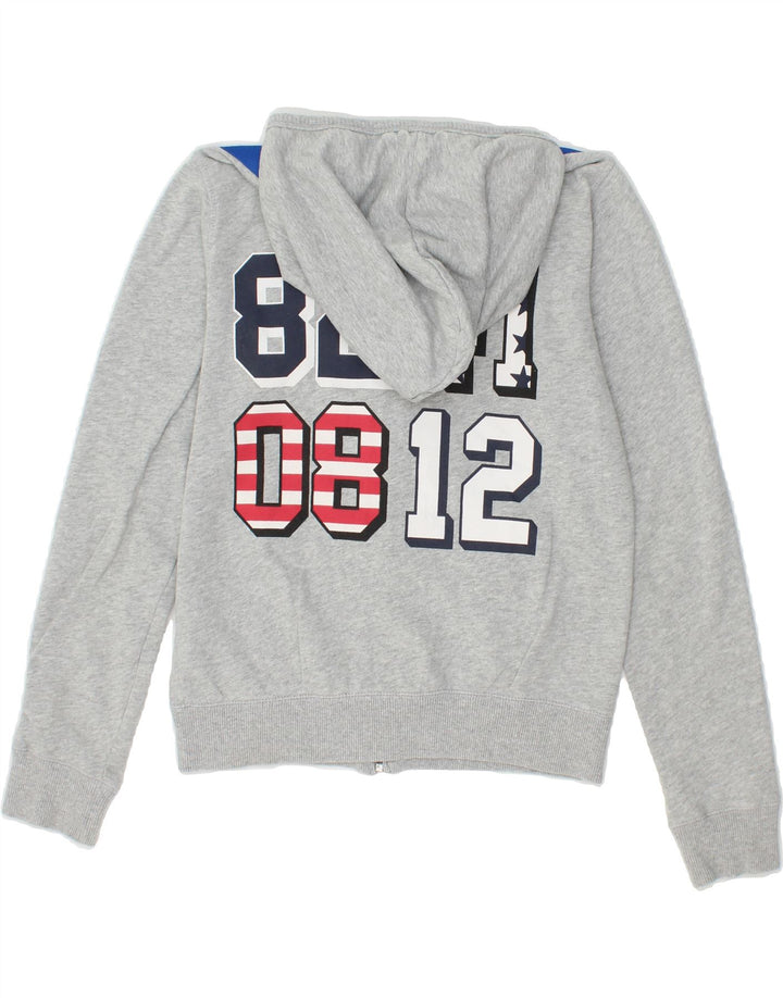 CONVERSE Boys Graphic Zip Hoodie Sweater 12-13 Years Grey Polyester Vintage Converse and Second-Hand Converse from Messina Hembry 