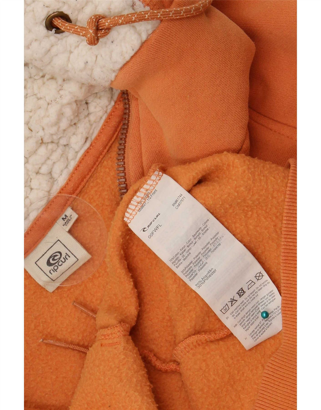 Pulover Rip Curl pentru femei, cu fermoar, bumbac portocaliu mediu UK 12