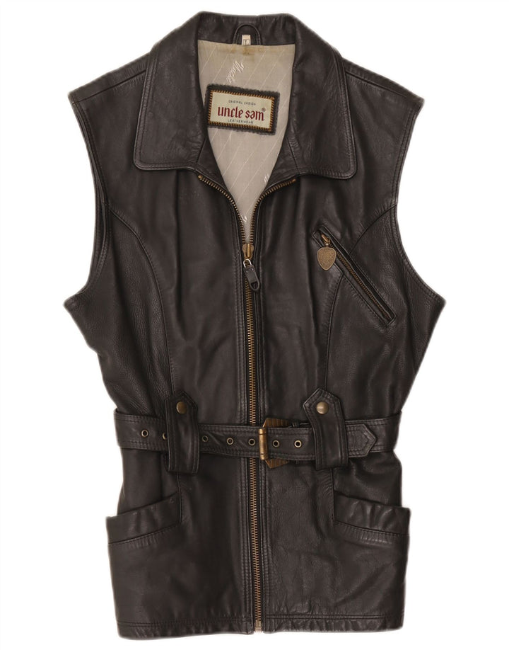 Uncle Sam Gilet din piele pentru bărbați, mare, neagră