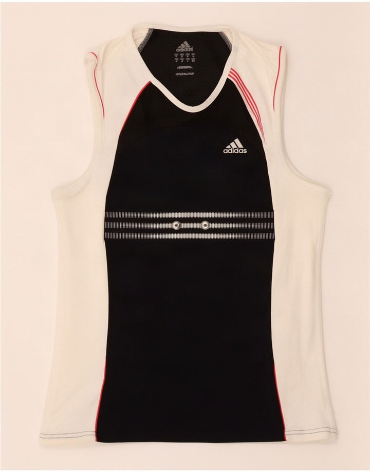 Adidas Climacool Vest Top pentru femei UK 10 Small Black Colorblock