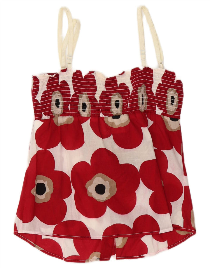 Dolce & Gabbana Crop Cami Top pentru femei IT 44 Medium Red Floral Bumbac