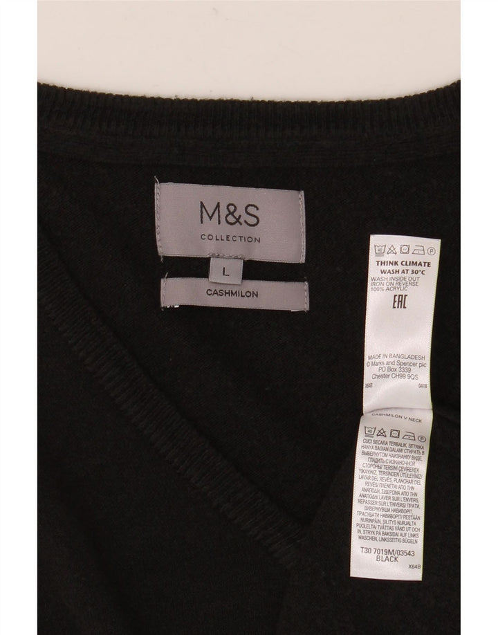 Pulover pentru bărbați Marks & Spencer, cu decolteu în V, mare, negru, acrilic