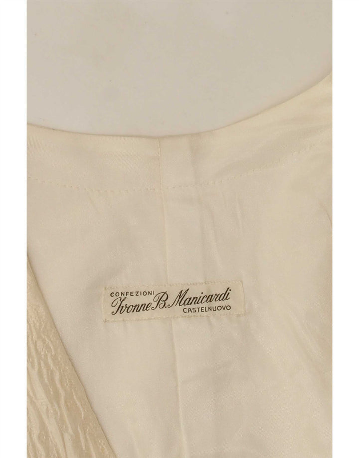Jachetă vintage pentru femei la dublu-breaste UK 14 Medium Off White