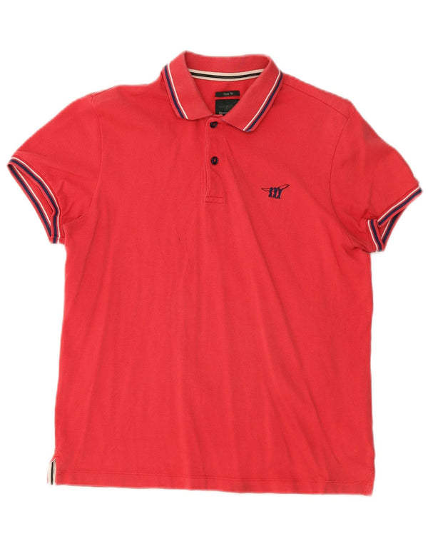 Tricou polo Henry Cottons pentru bărbați, bumbac cu dungi roșii medii