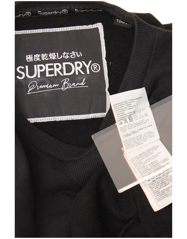 SUPERDRY rochie pulover cu grafic pentru femei UK 12 bumbac mediu negru